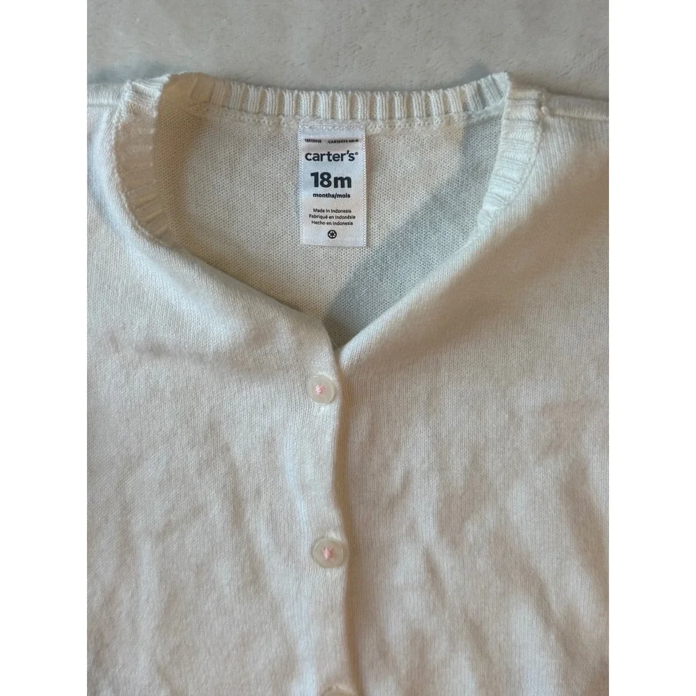 CARTER'S LOT OF 2- Pink Faux Fleece Fur hoodie & White‎ Button Up top 18 Months